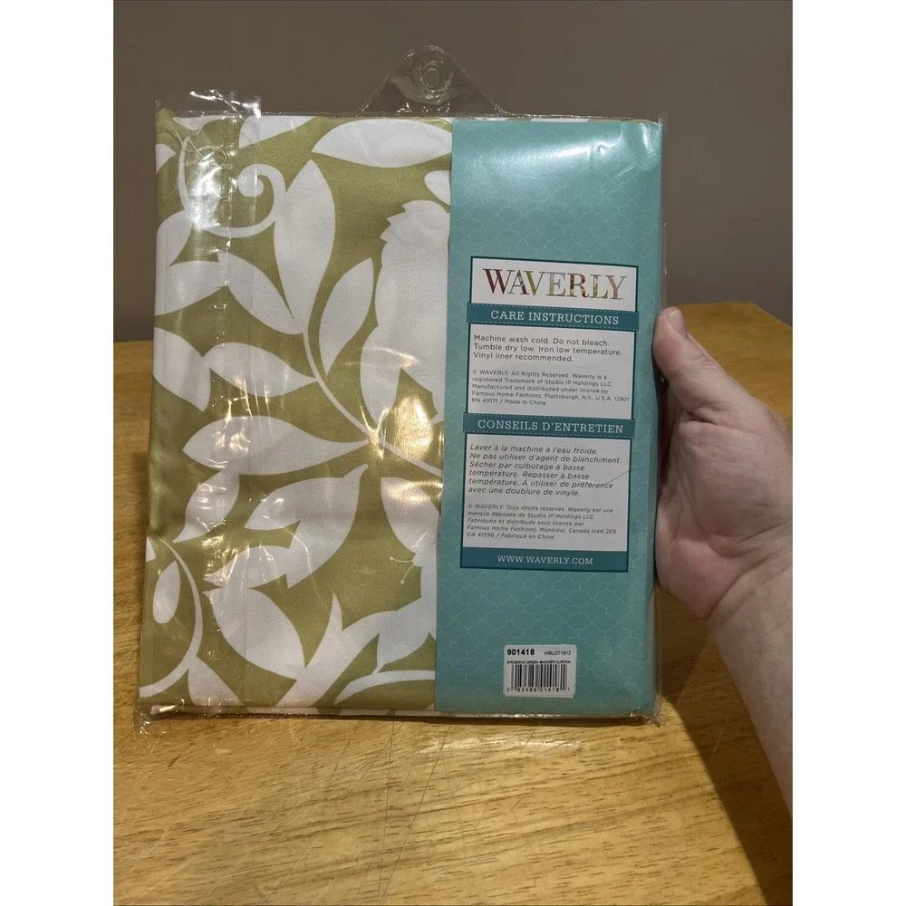 Waverly Birdsong Apple Green‎ Fabric Shower Curtain 70 x 72 Birds Leaves Modern